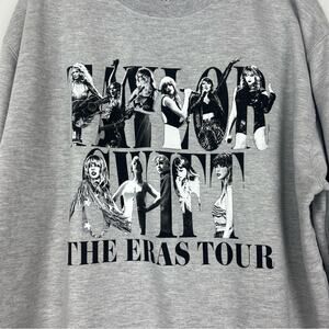 Official Taylor Swift Eras Tour Gray Crewneck With Pictures & U.S. Cities XXL